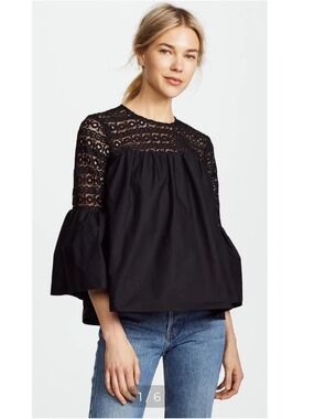 Endless Rose Nordstrom Lace Yoke Bell Sleeve Top